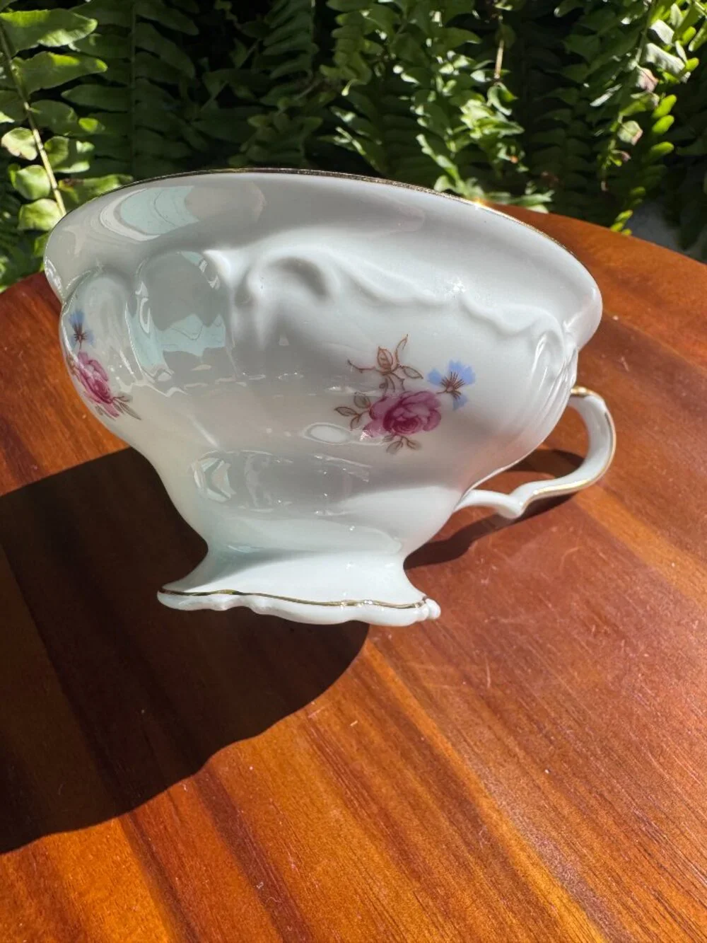 Vintage Edelstein Bavaria Florence Tea Cup Pink Floral Gold Trim Fine China